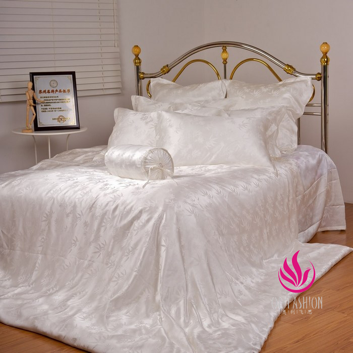 Silk Charmeuse Duvet Cover Jacquard Bamboo Leaves SDV005